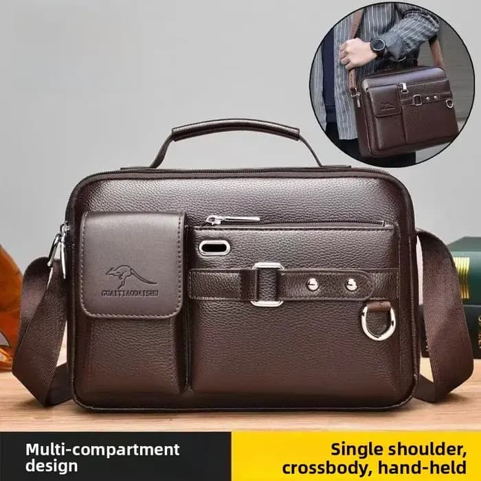 Sac bandoulière homme en cuir PU haut de gamme pour affaires et trajets quotidiens – Sacoche imperméable et résistante à l'usure