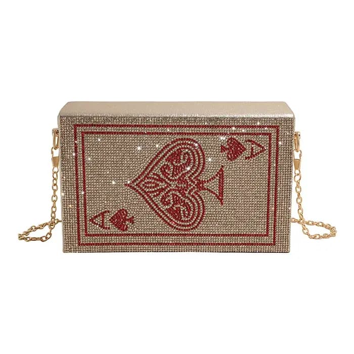 Designer Poker carte à jouer reine femmes cristal sac de soirée strass pochette fête Cocktail sac à main et sac