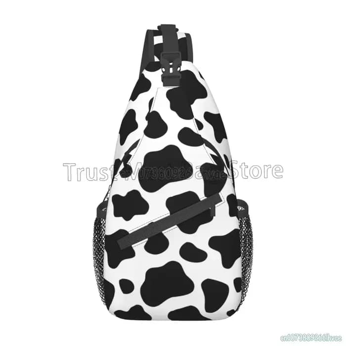 Sac à dos à bandoulière imprimé vache noir et blanc, sac à bandoulière unisexe, sac à bandoulière de