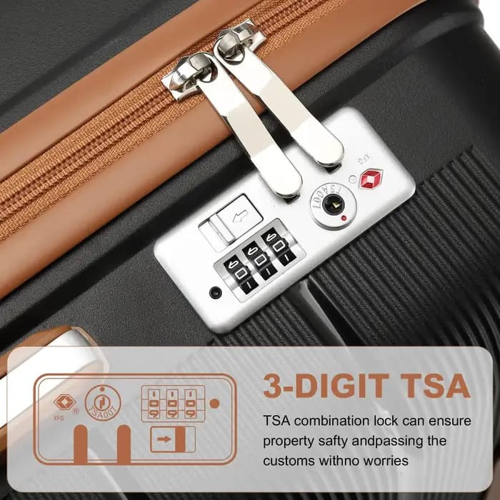 (56/66/76 cm) | Coque rigide British Traveler avec 8 roues tournantes et serrure TSA | 100 % PP