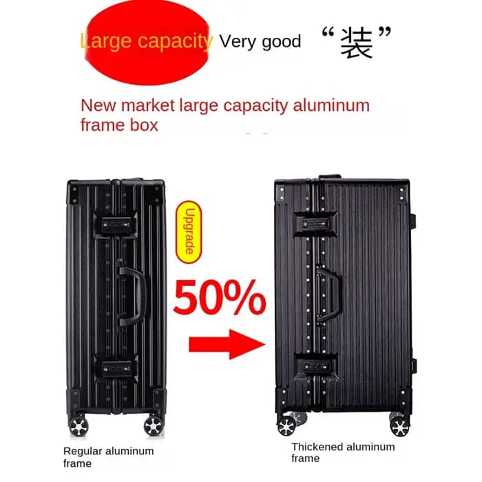 KU valise surdimensionnée 40/50/60 ''cadre en aluminium ABS + PC boîtier de chariot épaissi bagage de grande capacité 20