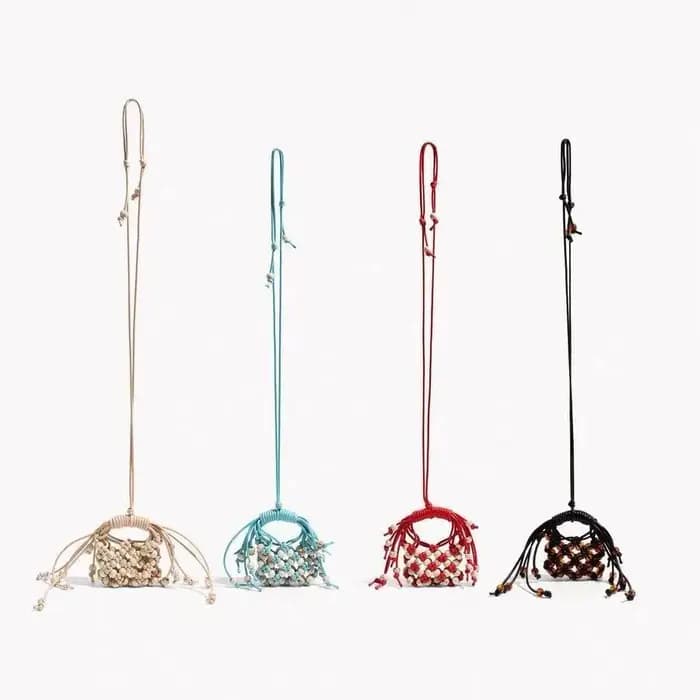 Nouveau Mini Sac à Bandoulière en Corde Tressée