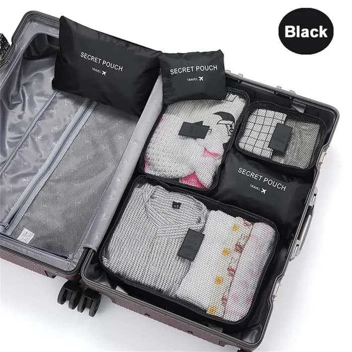 Ensemble de 6 Cubes d'emballage, sacs de rangement pour vêtements de voyage, organisateurs de bagages avec chaussures, sacs de toilette, organisateur de valise léger