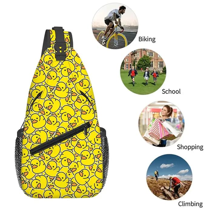 Sac de poitrine grand format motif canard jaune pour hommes