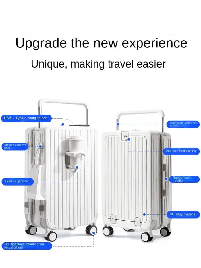 Valise de voyage multifonctionnelle avec porte-gobelet