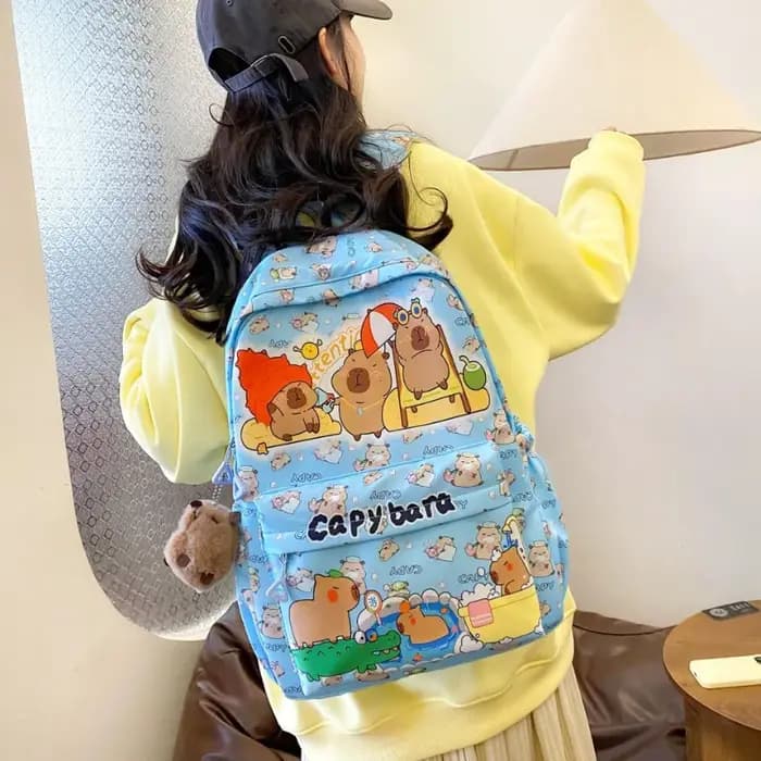 Mignon Capybara sac à dos pour filles garçons étudiant adolescent enfants sac à dos femmes