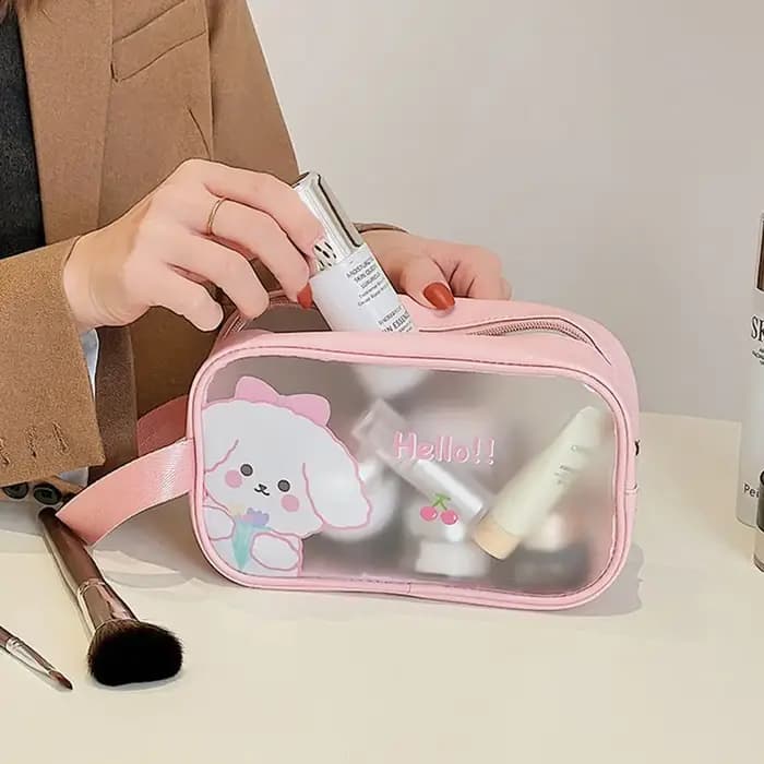 Sac de voyage rose transparent imperméable en PVC