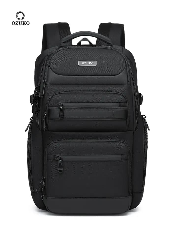 OZUKO noir gris hommes sac à dos grande capacité 15.6 pouces sacs à dos d'ordinateur portable homme
