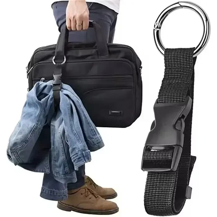 Sac de voyage portable noir en nylon avec sangle de fixation en alliage de zinc et crochet externe pour valise