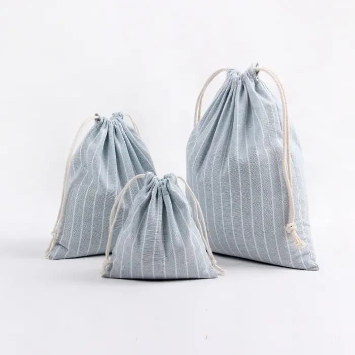 Sac à cosmétiques en coton et lin avec cordon de serrage