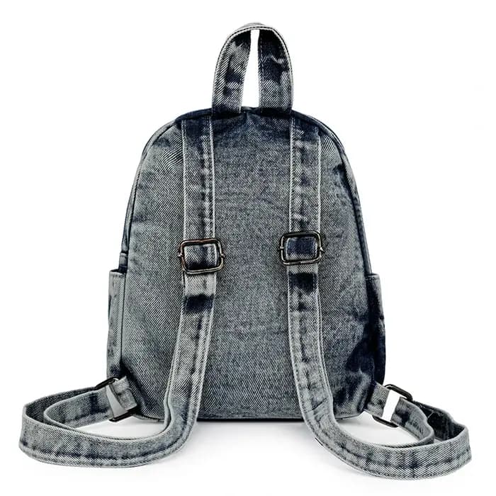 Sacs à dos en denim délavé pour femmes, petits sacs de loisirs ou de voyage, style preppy, petits sacs à dos en toile, sacs de livre grill, mode