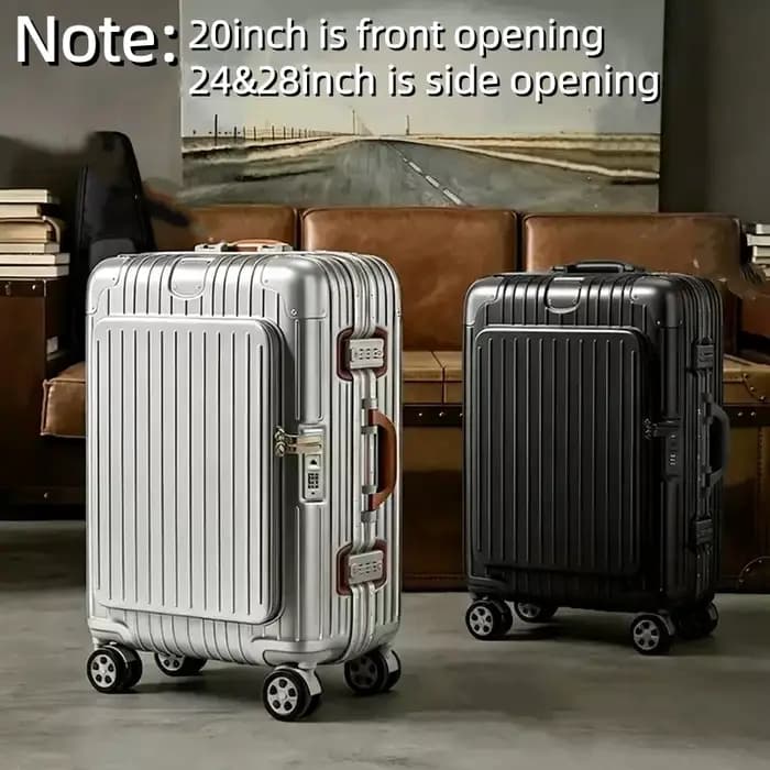 Valise cabine 20 pouces avec poche avant, bagage à roulettes 24/28 pouces avec poche latérale, valise de voyage à roulettes avec serrure TSA
