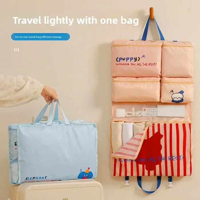 Sac de rangement de voyage portable 7 en 1, grand organisateur de vêtements avec compartiments séparés pour les voyages d'affaires, sac fourre-tout