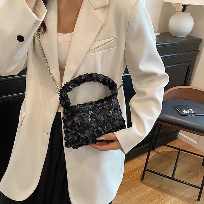 2025 nouvelle mode brillant paillettes carré épaule et sacs à bandoulière personnalité exquise haute qualité