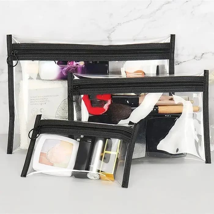 Trousse de maquillage transparente en PVC imperméable pour femme, sac cosmétique transparent, trousse de maquillage, trousse de toilette de voyage, poudres cosmétiques, mode, nouveau