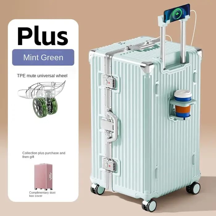 Valise surdimensionnée de grande capacité 24/28/30 pouces, robuste, durable, avec cadre en aluminium épaissi de luxe, valise à roulettes pour voyage.