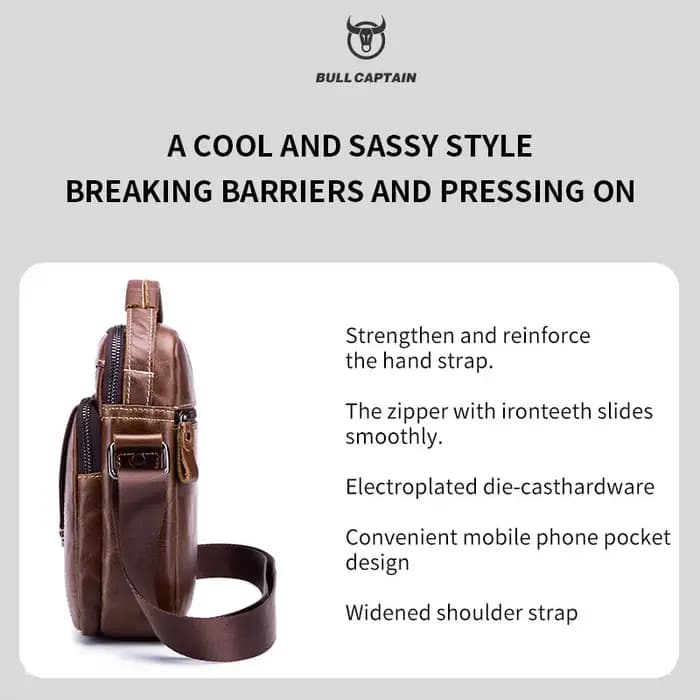 BULLCAPTAIN sac pour hommes en cuir véritable sac à bandoulière unique sac