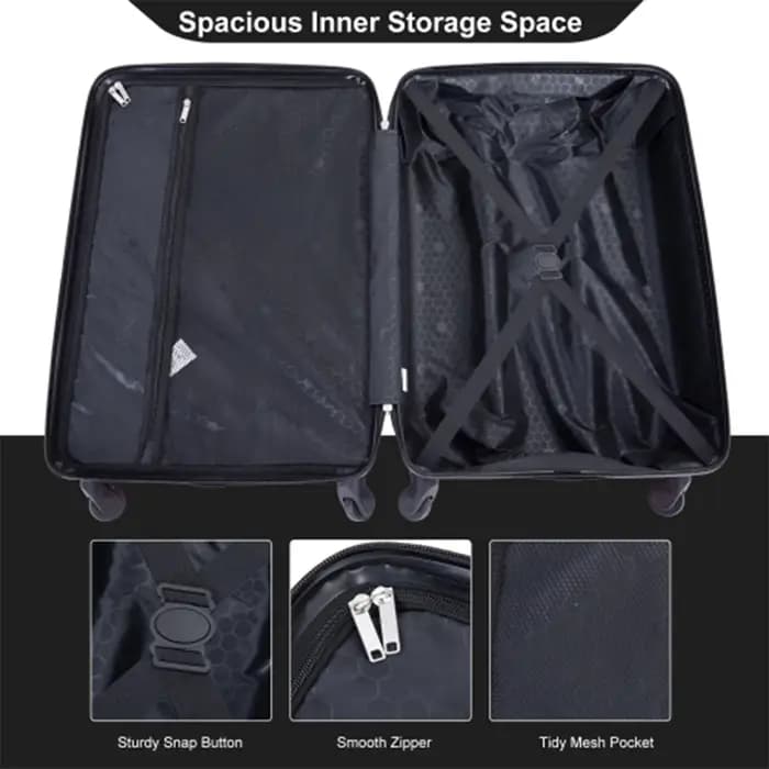 Travelhouse-Ensemble de bagages en ABS avec roues tournantes, valise à main, serrure TSA, 24 po, 28
