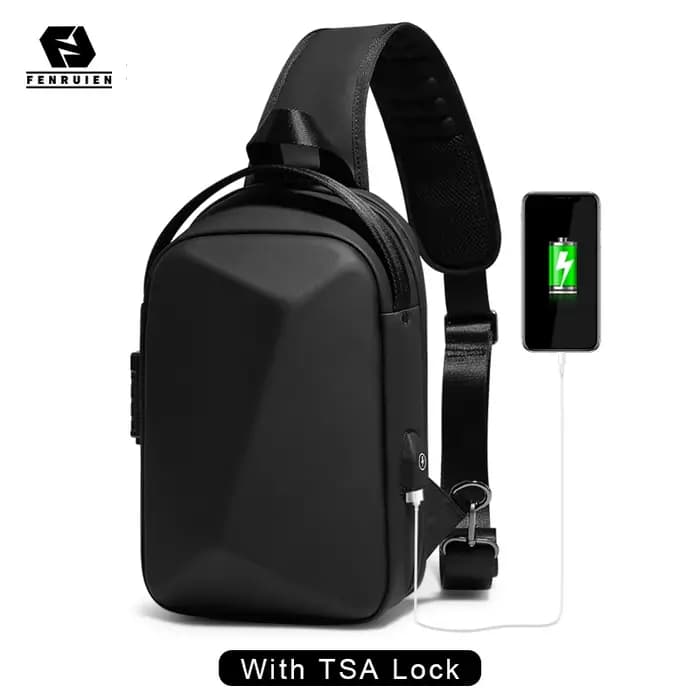Fenruien sac pour hommes sac à bandoulière multifonction antivol étanche homme sac