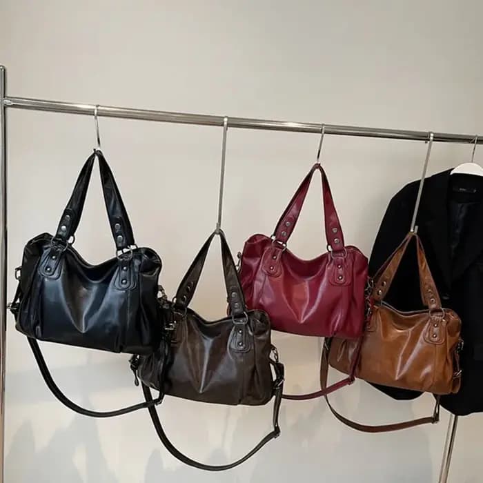 Sac fourre-tout en cuir vintage pour femmes