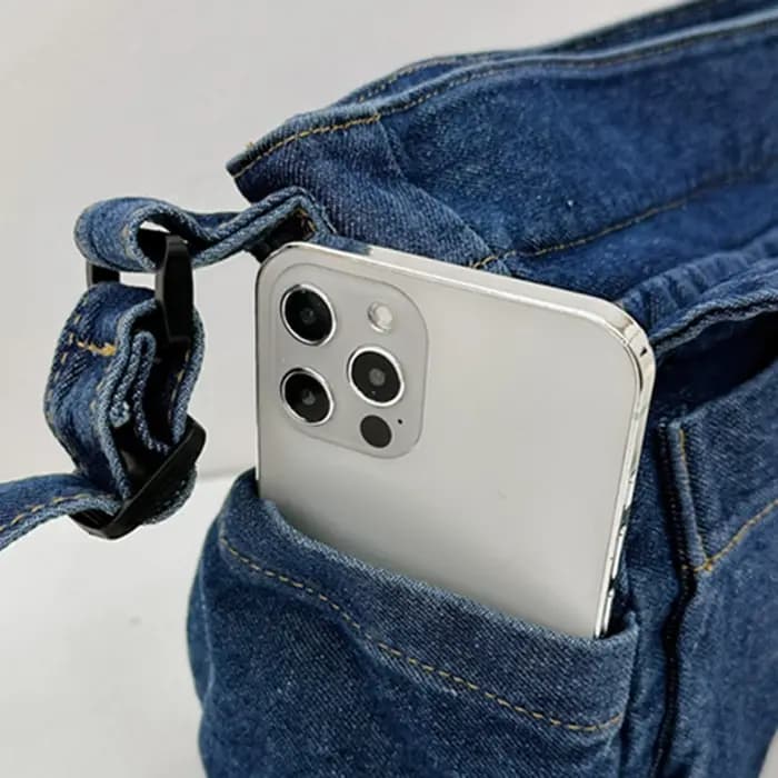 Sac messager vintage en denim de grande capacité pour femme