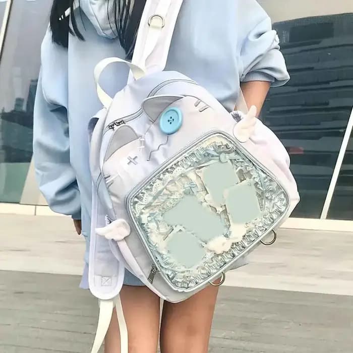 Sac à dos chat mignon femmes Nylon Style japonais décontracté mode Transparent Ita sac grande capacité femme esthétique sacs à dos bolsa