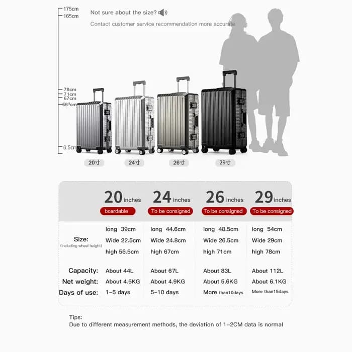 Nouveau Style tout en aluminium 20 "24" 28 "pouces valise de voyage continuer