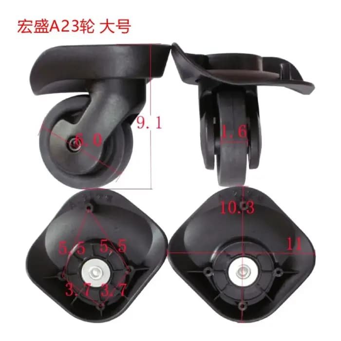 Roues de bagages de voyage Hongsheng A-23/A23/34A/C07 360 °