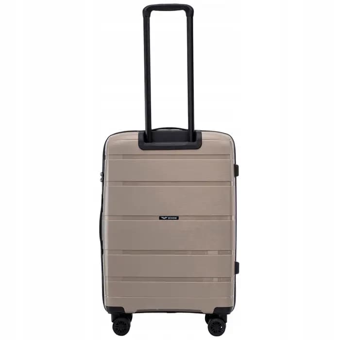 WINGS Valise de voyage en polypropylène beige, bagage à roulettes, 4 roues 24 "TSA