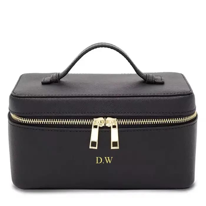 Trousse de toilette de voyage en croûte de cuir Saffiano pour femmes
