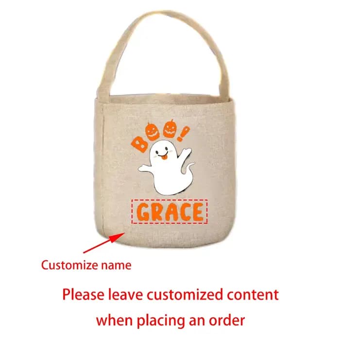 Sac personnalisé pour bonbons ou friandises, seau à bonbons fantôme effrayant d'halloween, cadeau po
