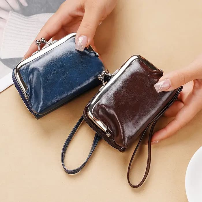 Petit portefeuille compact en cuir PU pour femme