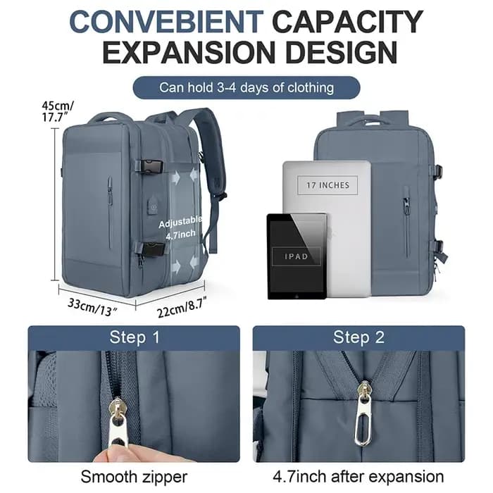 Sac à dos de voyage imperméable pour homme et femme, sac pour ordinateur portable de 40L, pour affai