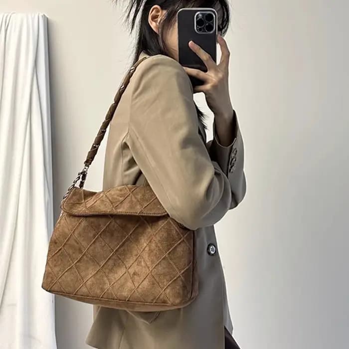 LAORENTOU tissu femmes sangle sac à bandoulière avancé rétro aisselles grande capacité mode matelassé sac à main
