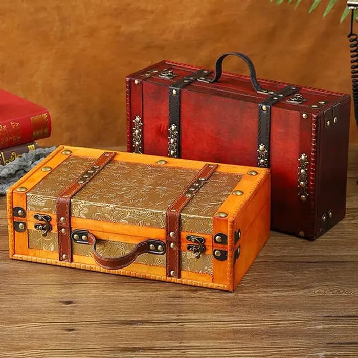 Valise Vintage en bois avec poignée