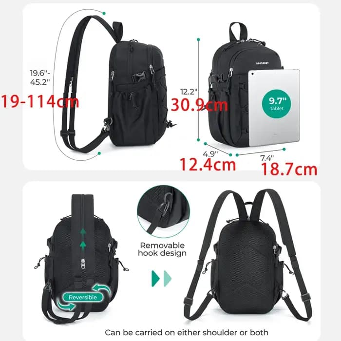 BAGSMARTSmall Sac à dos pour voyage décontracté Sport 3 en 1 Sac à dos à bandoulière Sac