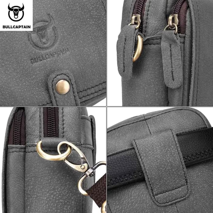 BULLCAPTAIN décontracté hommes messager sacs à bandoulière Premium YKK poche à glissière lisse en cuir sac