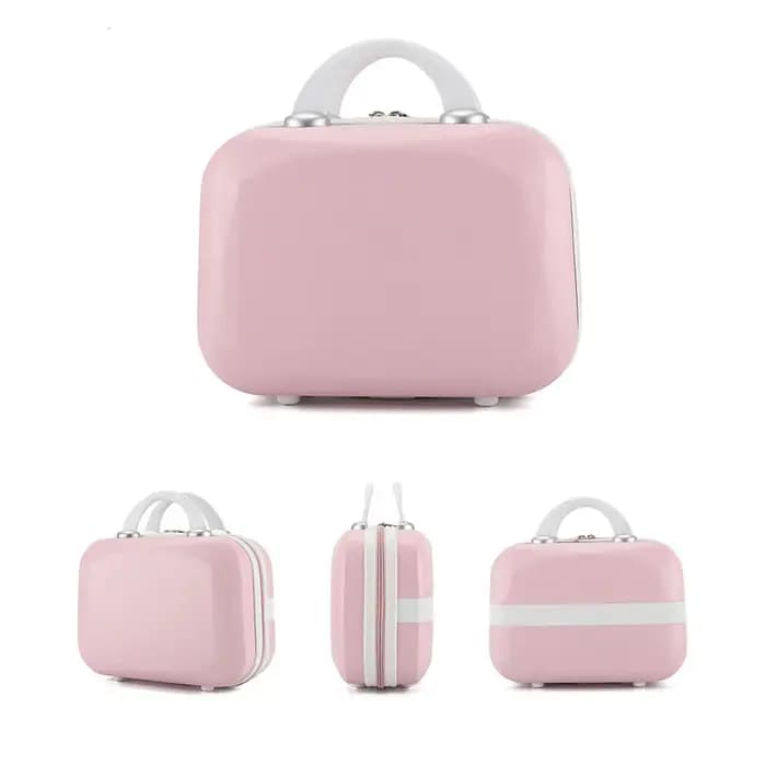 Sac à cosmétiques rose/bleu/violet/kaki de 14 pouces, petite valise de voyage pour femmes, matériau