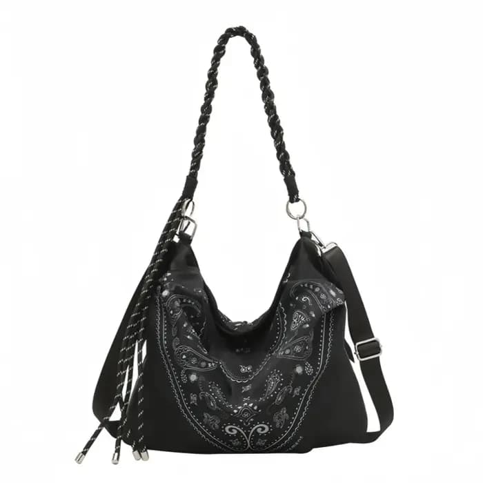 Sac à bandoulière en toile de nylon à motif cachemire, grande capacité, décontracté, imprimé cachemi