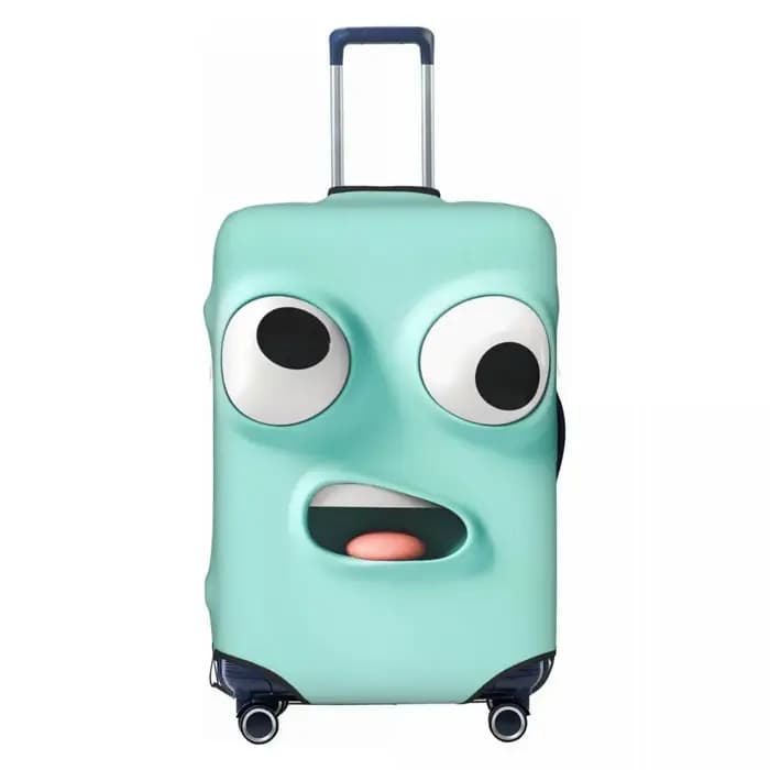 Housse de valise visage drôle Expression de dessin animé abstrait bleu voyage de croisière vol exten