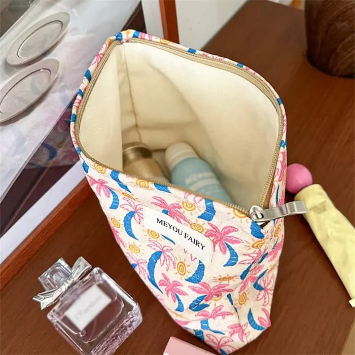 Trousse de Toilette Portable à Motif Palmier Tropical