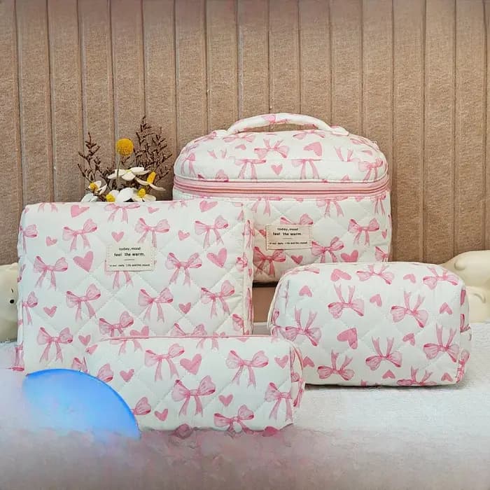 Trousse de maquillage pratique de voyage de grande capacité Matériau polyester floral Style frais et doux Match quotidien Ultra léger résistant à l'usure...