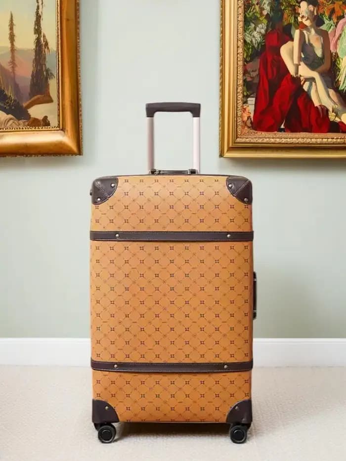 Ensemble de bagages roulants Vintage en cuir PU, 2 pièces, pour femmes et hommes, valise trolley de