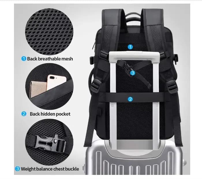 BANGE hommes sac à dos à main 45L 37L extensible