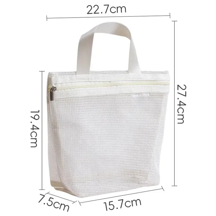 Sac de Douche en Maille avec Fermeture Éclair, Sac de Voyage pour Articles de Toilette, Organisateur