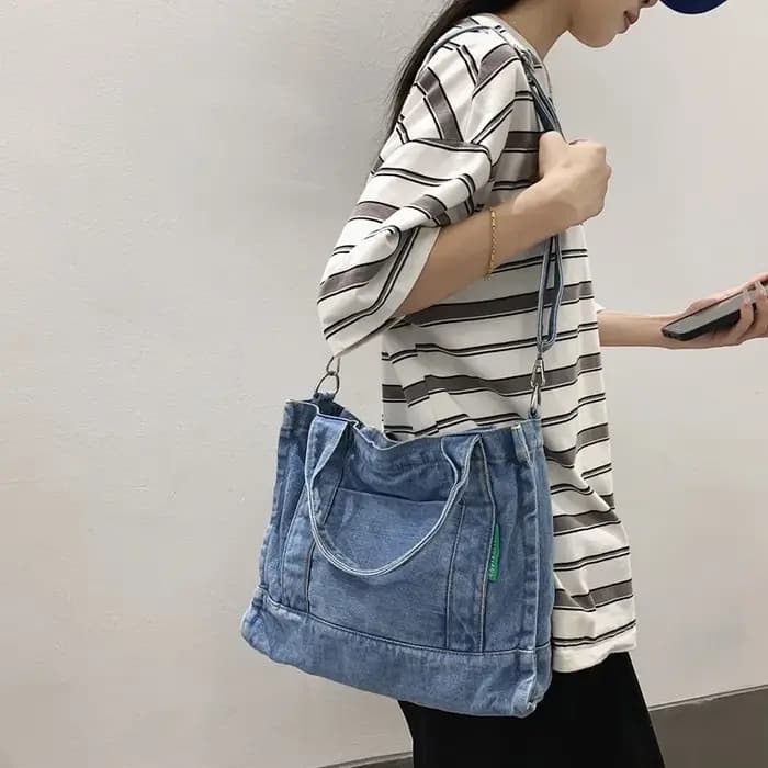 Fil Design Denim sacs à bandoulière pour femmes décontracté Portable collège filles livre fourre-tout