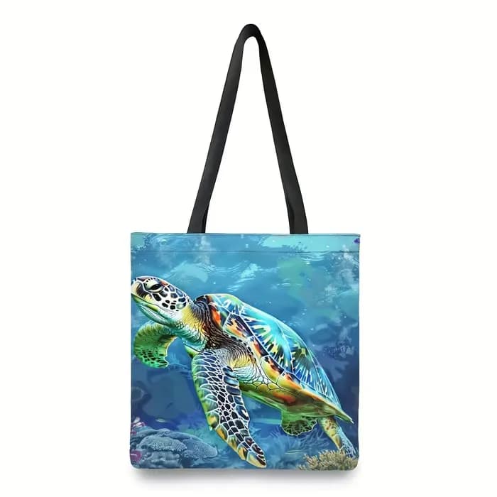 Sac à main imprimé tortue de mer vibrante et récif de corail