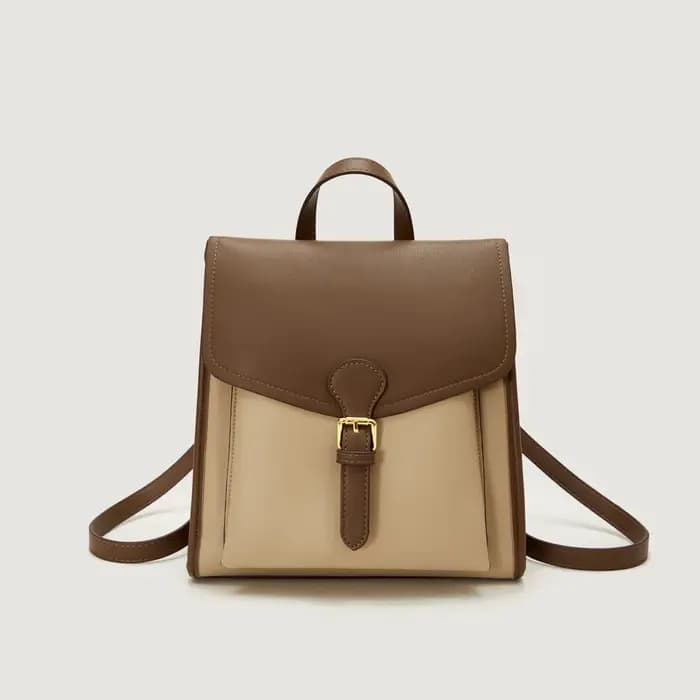 Sac à dos en cuir bicolore pour femme