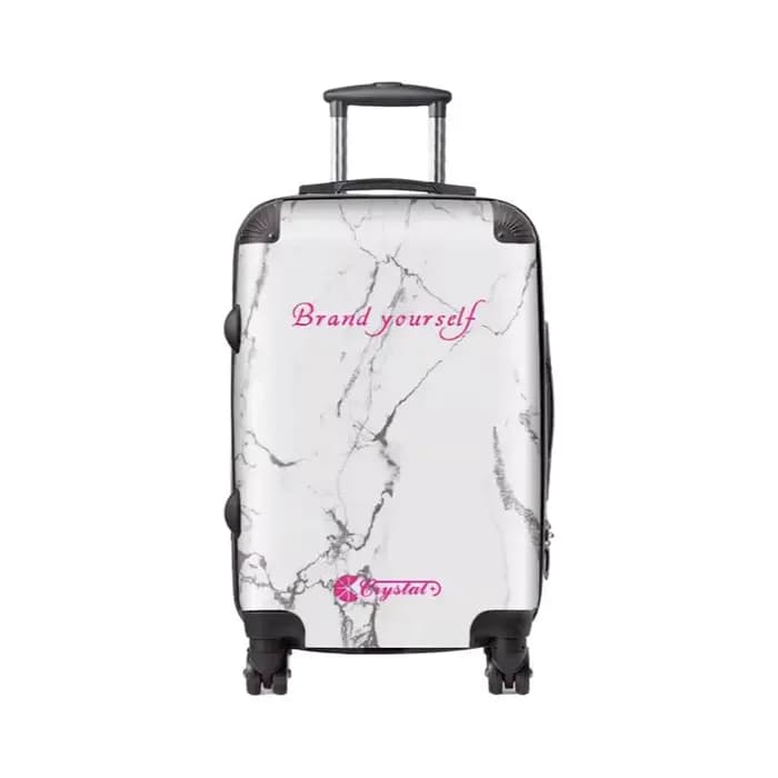 Valise à rayures classiques personnalisée : sac trolley monogramme personnalisé avec roulettes