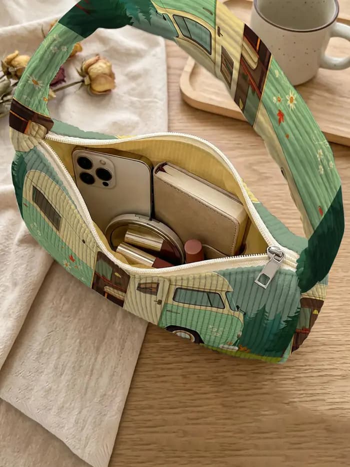 Sac à bandoulière tendance imprimé camping-car